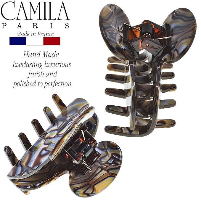 Camila Paris CP3061 French Hair Clip for Women, Handmade, Onyx, Small, Girls Hair Claw Clips Jaw, Durable Styling Hair Accessories for Women, Strong Hold No Slip Grip, Made in France