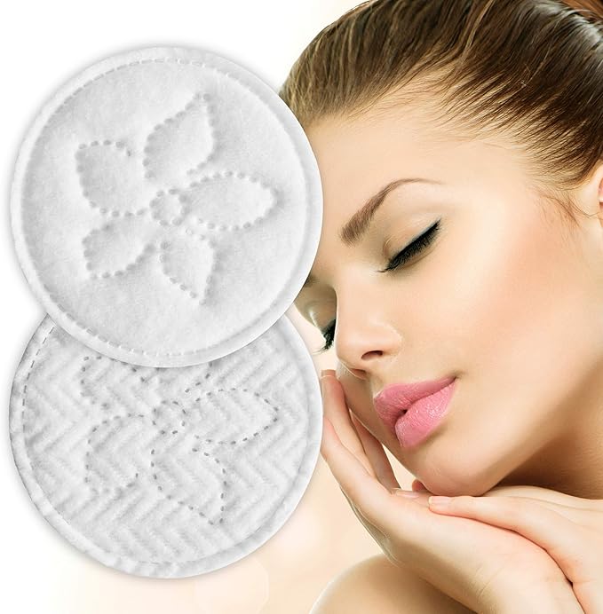 Premium 100% Cotton Rounds (100 Count) - Soft and Gentle Makeup Remover and Cleansing Pads for Face, Nail, and Personal Care - Absorbent, Textured, Lint-Free, and Hypoallergenic