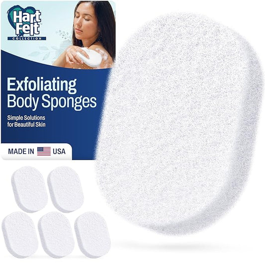HartFelt Bath Sponges for Shower | Oval Body Wash Scrubber for Exfoliating Skin | Clean and Refresh Body, Back & Arms | Chemical-Free Body Sponge | Made in USA - Pack of 6