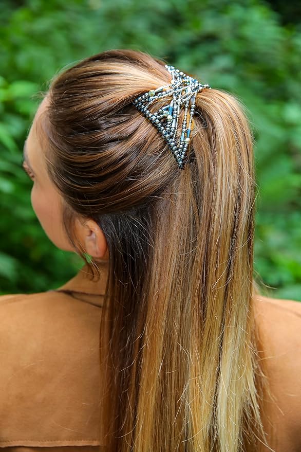 Hair Clip for Fine, Thin, Sleek & Straight Hair - Easy Comfy Styles that Hold Snug, Add Volume with No Pressure - Comfy Double Comb with Elastic for UpDo, Ponytail, Twists & Buns (Storm Gray Medium)