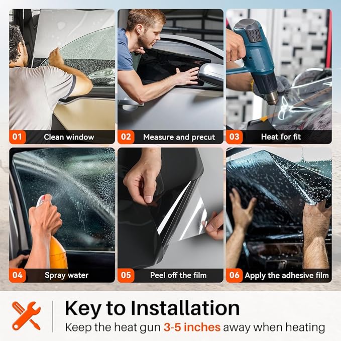 10% Percent Car Window Tint, 10% VLT Nano Ceramic Window Roll 36" Inch x 15'Ft, Automotive Tint for Privacy Sun & Glare Protection UV Heat Blocking, Scratch Resistant 5-Layer