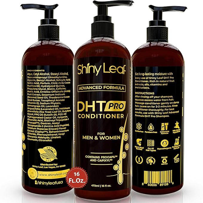 Shiny Leaf Hair Loss Conditioner for Women & Men - DHT Blocker Included, Paraben & Sulfate Free Biotin Conditioner, Thickening Formula for Thinning Hair, Safe for All Hair Types - USA Made, 16oz