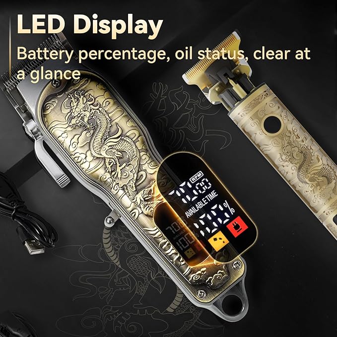 Professional Hair Clippers and Trimmers Set for Men, Cordless Rechargeable Electric Hair Clippers for Hair Cutting, Haircut Clipper for Barber, Men's Gifts for Husband, Barbers, Father