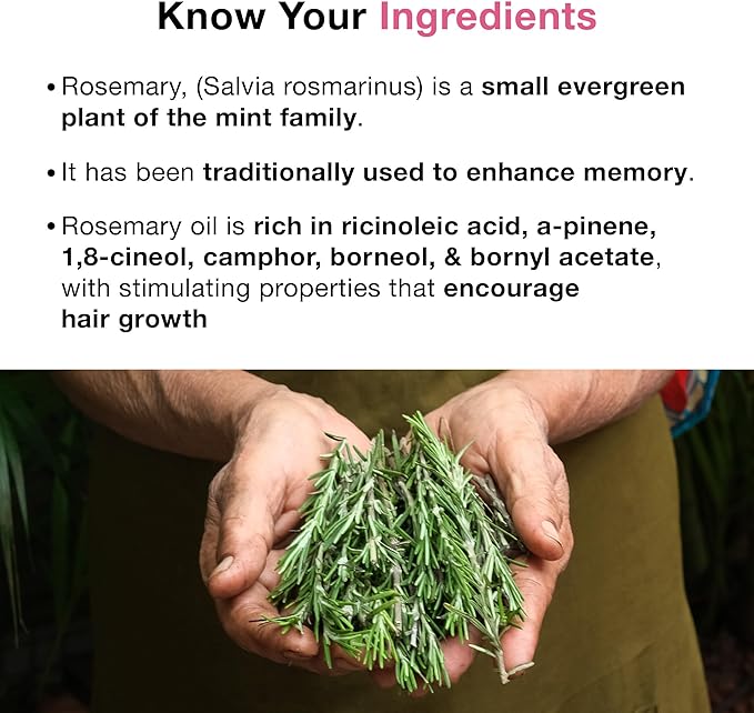 Soulflower 100% Pure Rosemary Oil for Hair Growth, Hair Fall Control, Strengthening, Volumising Hair Oil for All Types | Organic Certified (1 fl oz)