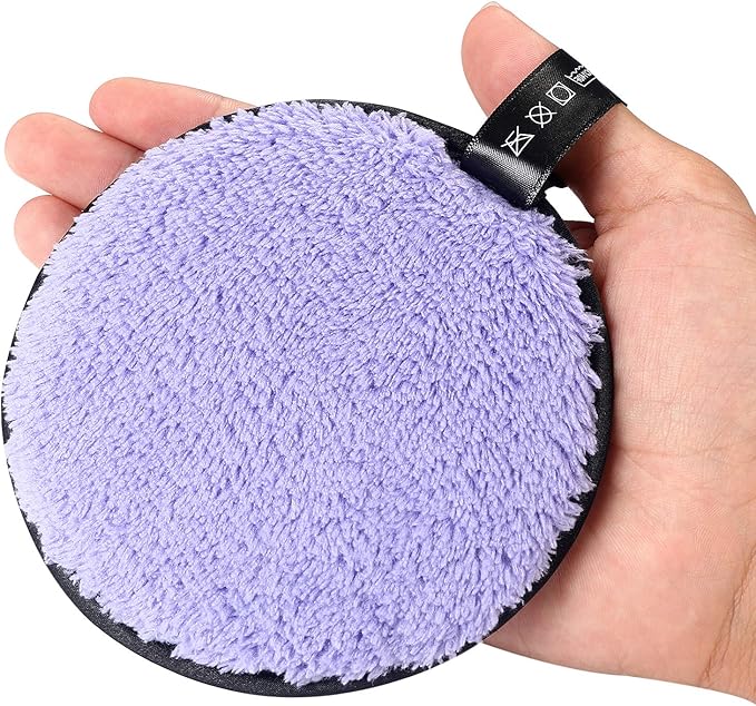 Vtrem 3 Colors Makeup Remover Pads: Reusable Soft Facial Cleaning Puffs Towels Christmas gifts Double-Side Washable Make Up Removing Cloth Microfiber Multi-function, Pink/Purple/Blue