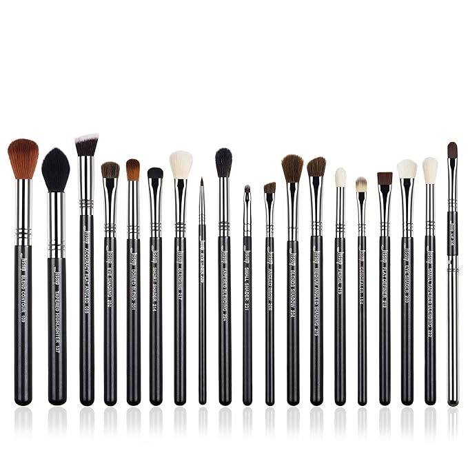 Jessup Brand 19pcs Professional Makeup Brush Pro Set Beauty Eyeshadow Blending Eyeliner Smoked Sloom Cosmetics Tool kit T131 Silver/Black