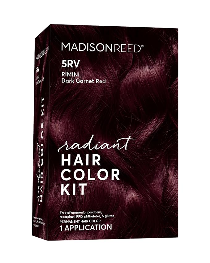 Madison Reed Radiant Hair Color Kit | 5RV Dark Garnet Red with Vibrant Red Violet Tones (Rimini Garnet) Vivid Color-Enhancing Salon-Quality Permanent Hair Dye | PPD-Free & Ammonia-Free |1 Pack
