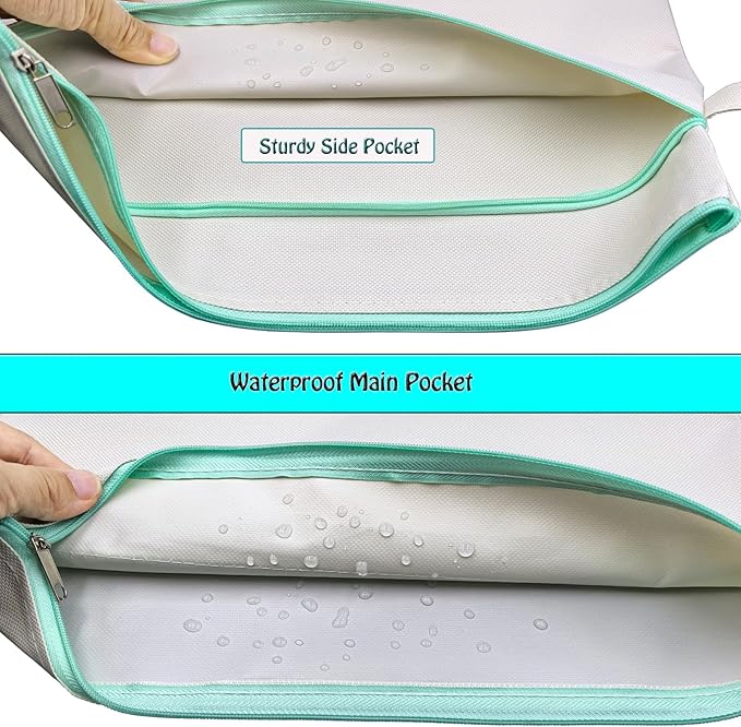 A4 Mesh Zipper Pouch, Waterproof File Bag with Handle,Foldable Document Organizer for School, Office, Travel - Durable Folder with Puzzle Project/Cross Stitch (2)