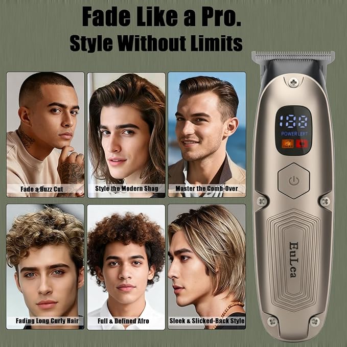 Multifunctional Hair Clipper with LED Screen, Cordless Rechargeable Beard Trimmer, Body Groomer with 10 Accessories for Men Women Home Travel Use