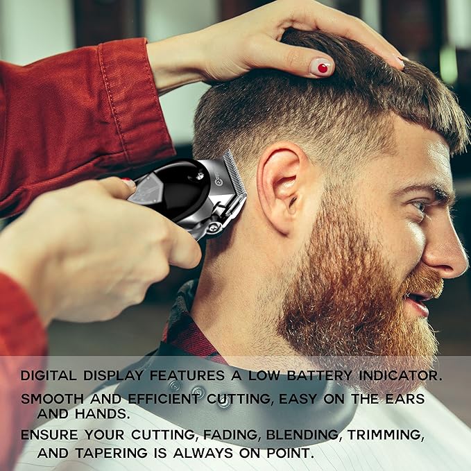 .44 Magnum FMJ Cordless Clipper Kit - Professional Clippers for Hair, Beard and Mustache - Rechargeable Grooming Electric Razor for Men - With Grips, Oil, Cleaning Brush & Comb Guards