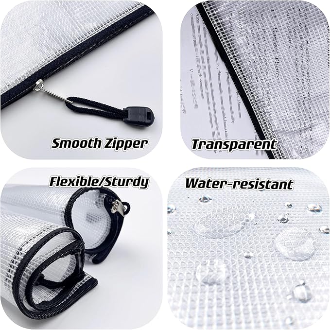 Oaimyy-B8,12 Pcs,Plastic Small Zipper Pouch Document Folders Bag & Zip File Folders for School Office Supplies, Travel,Puzzles Games Organizing Storage