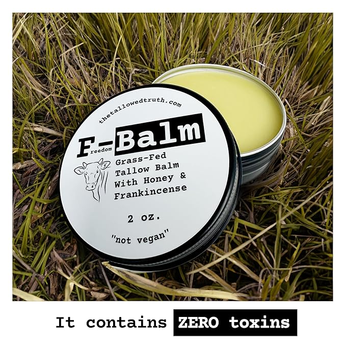 The Tallowed Truth F-Balm Tallow – Grass-fed, Grass-finished Tallow – 5 Ingredients Only – Canadian-made All Purpose Tallow Balm – Made in Canada – Tallow for Face & Body (2 oz (1-Pack), Original)