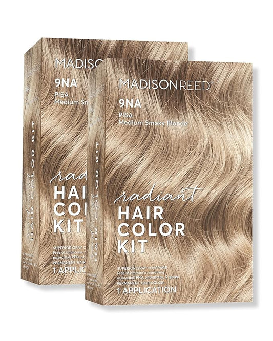 Madison Reed Radiant Hair Color Kit | 9NA Medium Cool Blonde with Ash Undertones (Pisa Blonde) for 100% Gray Hair Coverage | Dimensional Permanent Hair Dye | PPD-Free & Ammonia-Free | 2 Pack
