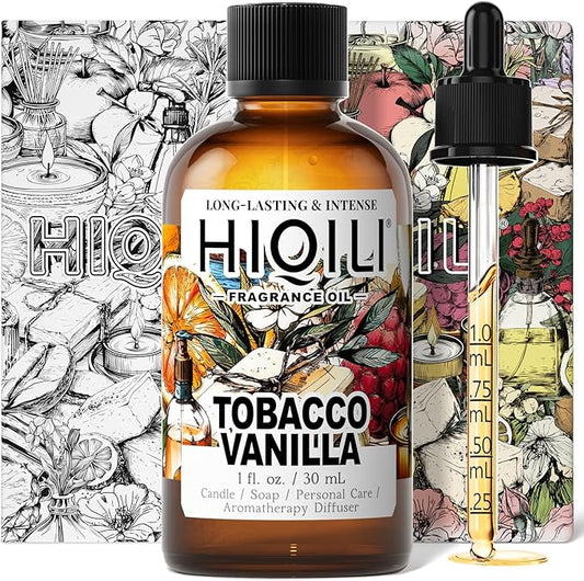 HIQILI Tobacco Vanilla Fragrance Oil for Diffuser, Inspired by T.Ford Tobacco Vanille, DIY Soap, Candle, Perfume Making, Long Lasting Rich & Spicy Scents - 1 Fl Oz