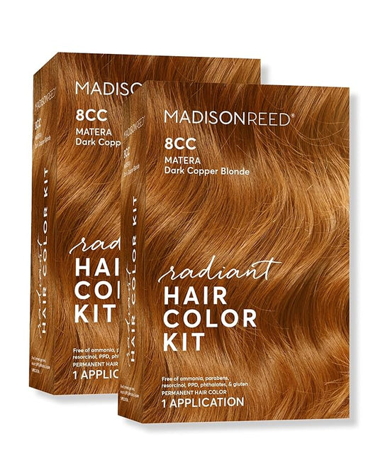 Madison Reed Radiant Hair Color Kit | 8CC Dark Copper Blonde (Matera Marigold) for 100% Gray Hair Coverage | Salon Quality Permanent Hair Dye | PPD-Free & Ammonia-Free | (Packaging May Vary) 2 Pack