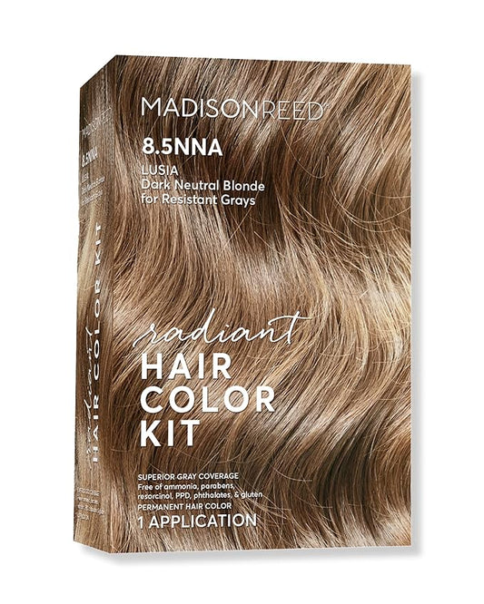 Madison Reed Radiant Hair Color Kit | 8.5NNA Dark Neutral Blonde (Lusia) 100% Maximum Gray Hair Coverage | Salon-Quality Permanent Hair Dye for Resistant Grays | PPD-Free & Ammonia-Free | 1 Pack
