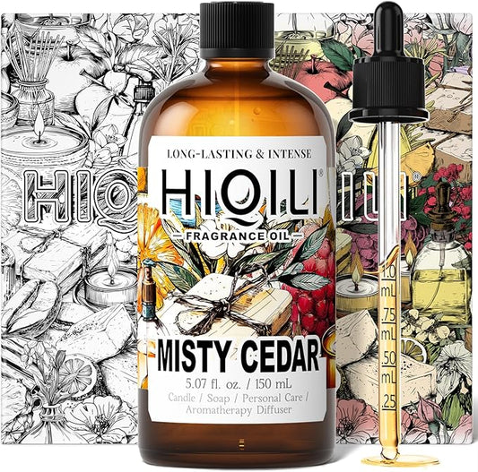 HIQILI Misty Cedar Fragrance Oil for Candle & Soap Making, DIY Fresh Hand Wash, Luxury Hotel Scents for Air Diffuser - 5.07 Fl Oz