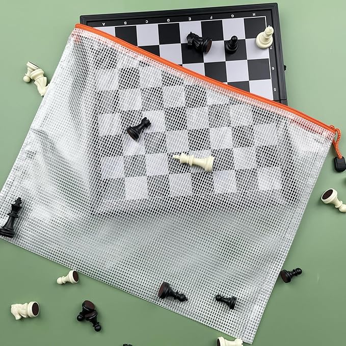 Oaimyy-16Pcs, Mesh Zipper Pouch Document Folders Bag & Plastic Zip File Folders for School Office Supplies, Travel,Puzzles Games Organizing Storage (Inches, MultiSize)