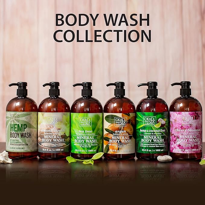 Dead Sea Collection Cherry Body Wash for Women and Men - with Pure Dead Sea Minerals and Cherry Seeds Oil - Cleanses and Moisturizes Skin - Pack of 2 (67.6 fl. oz)